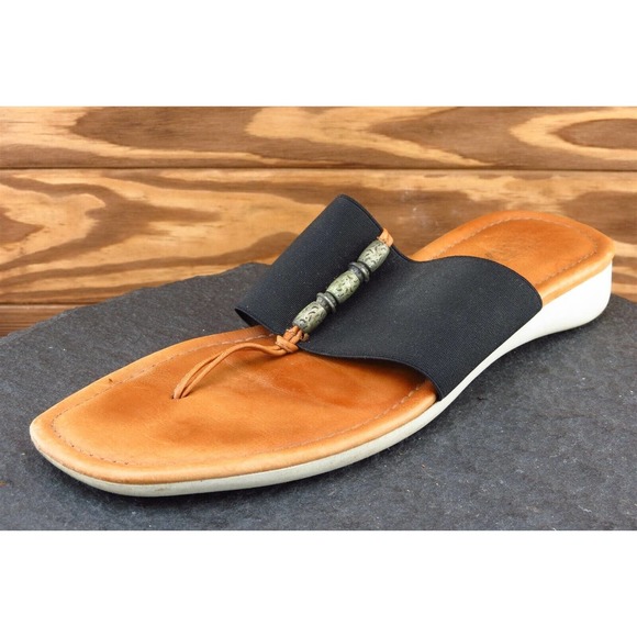 The FLEXX Sz 8.5 M Black Thong Fabric Women Sandals - Picture 1 of 7